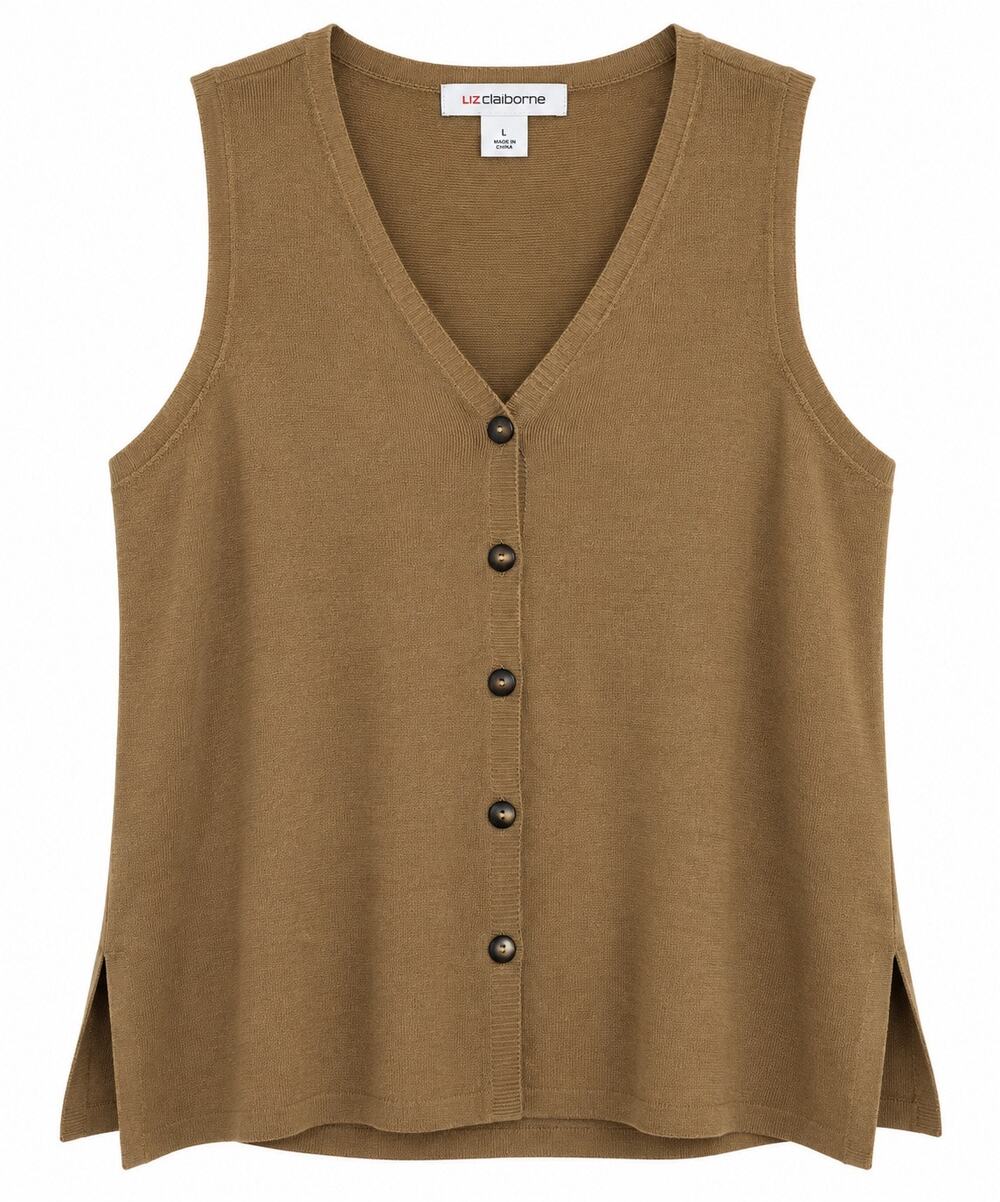 Liz Claiborne Brown Knit Button Front Vest – Size Large